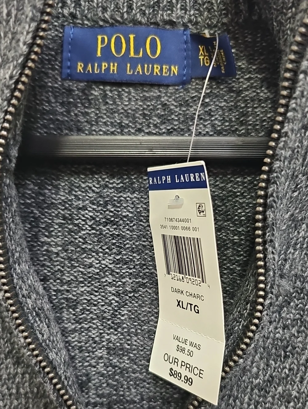 POLO RALPH LAUREN CHARCOAL HEATHERED KNIT SWEATER BFPM-08-162